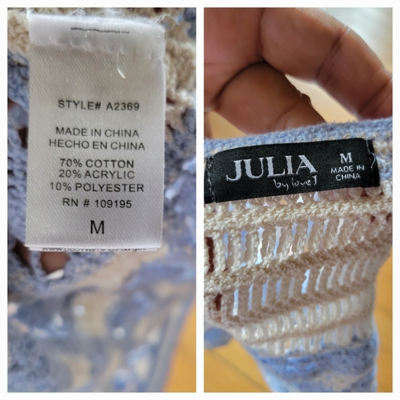 Julia By Love Floral Crochet/Embroidered Cotton Blend Summer Crop Top - Picture 4 of 4